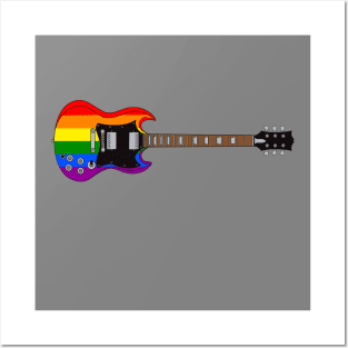 Rainbow Pride Flag Electric Guitar Posters and Art